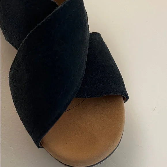 Clarks Dark Blue Wedge Sandals - Picture 7 of 11